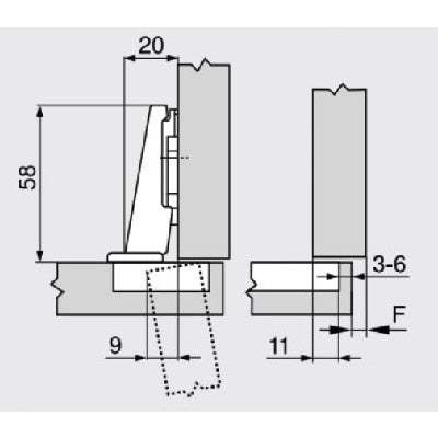 Blum-91M2550-Modul-100-Degree-cabinet-Overlay-Hinge