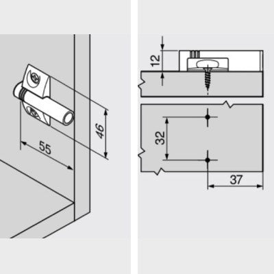 Blum-970.5501-Blumotion-Cruciform-Adapter-Plate-Nickel-plated