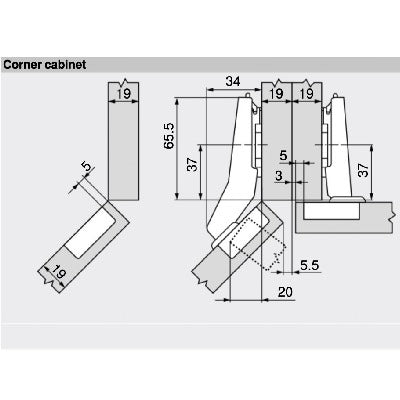 Blum-Half-Overlay-BLUMOTION-Angled-Hinge-45°-I