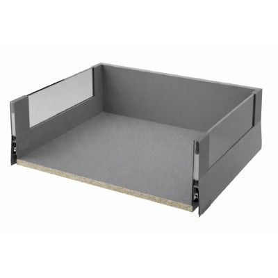 Blum MERIVOBOX Drawer Set E Height BOXGLASS Orion Grey