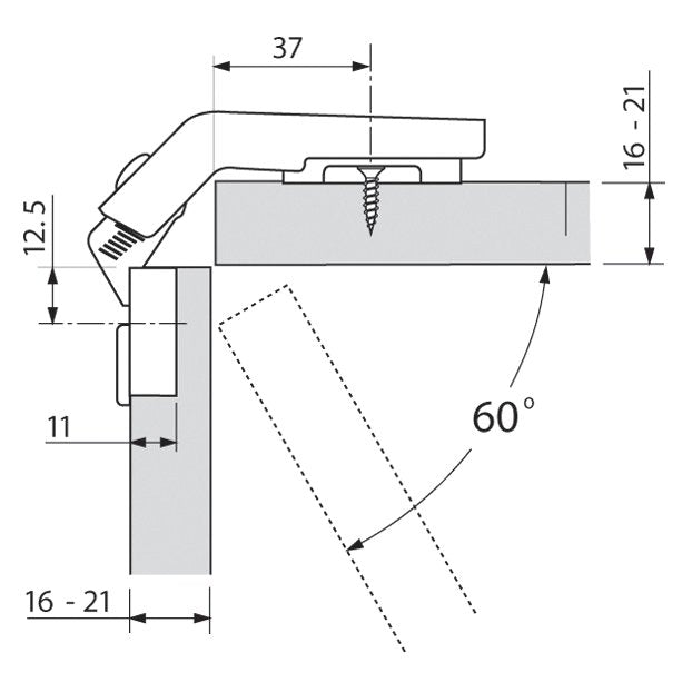Blum 79T8500 Sprung 60° Bi-Fold Cabinet Hinge