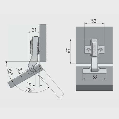 Cabinet Hinge Soft Close 30 Degree Angular Door Hinge