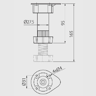 Cabinet Plinth Feet 4pcs 95 -165 mm Adjustable Furniture Legs