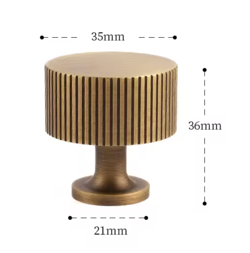 Cabinet Handle Knob Art-Deco Linear Collection Brushed Antique Brass
