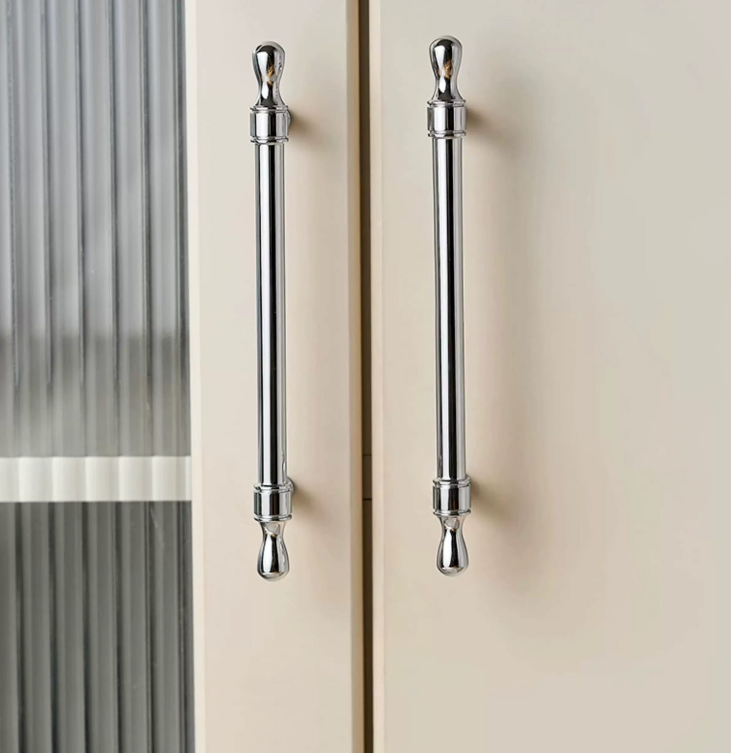 Cabinet Cup Handles Water Droplet Collection Polished Chrome