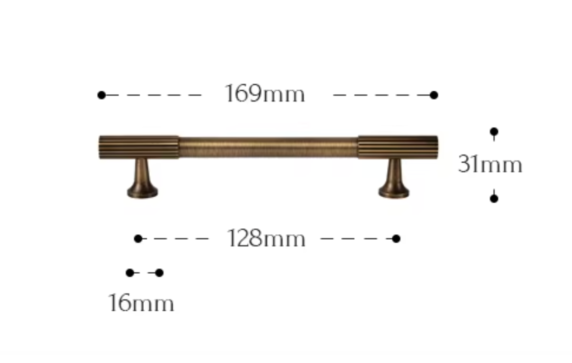 Cabinet Handle Knob Art-Deco Linear Collection Brushed Antique Brass