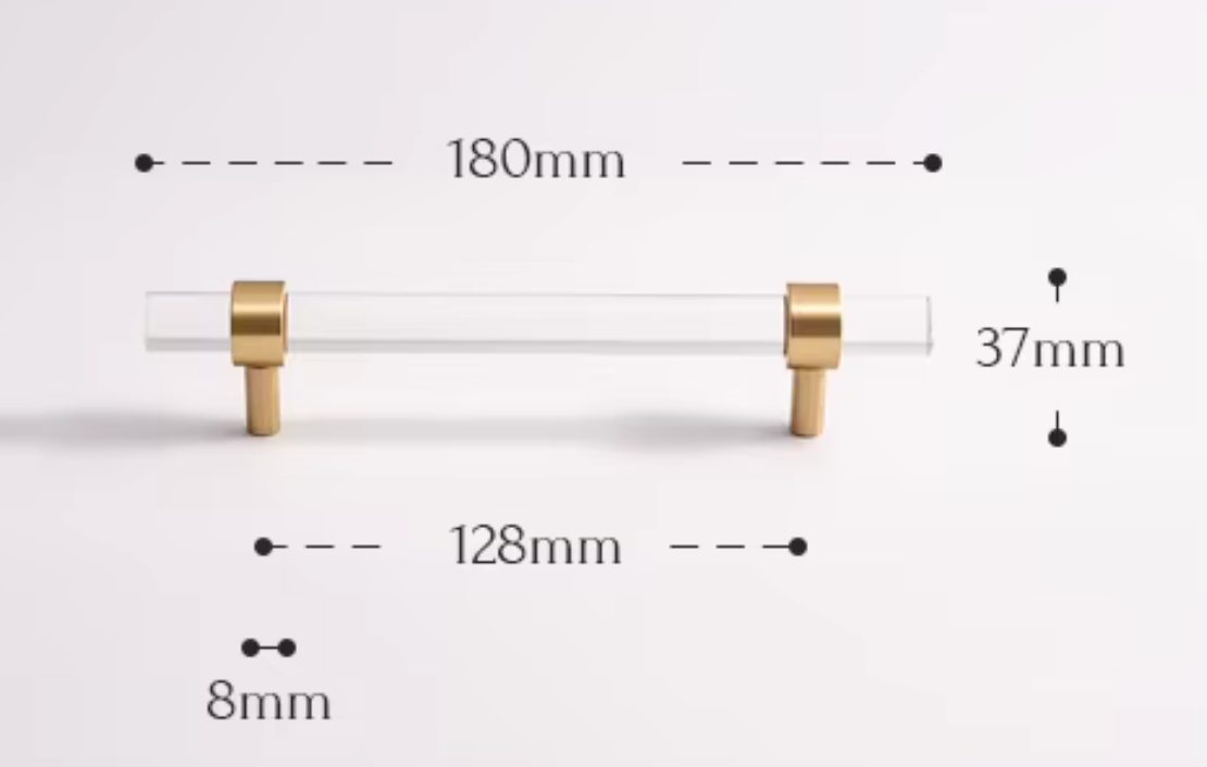Cabinet Handle Lucent Collection Acrylic Clear With Brass Ring