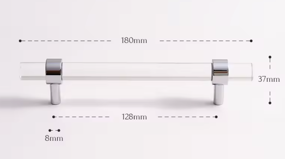 Cabinet Handle Lucent Collection Acrylic Clear With Chrome Ring