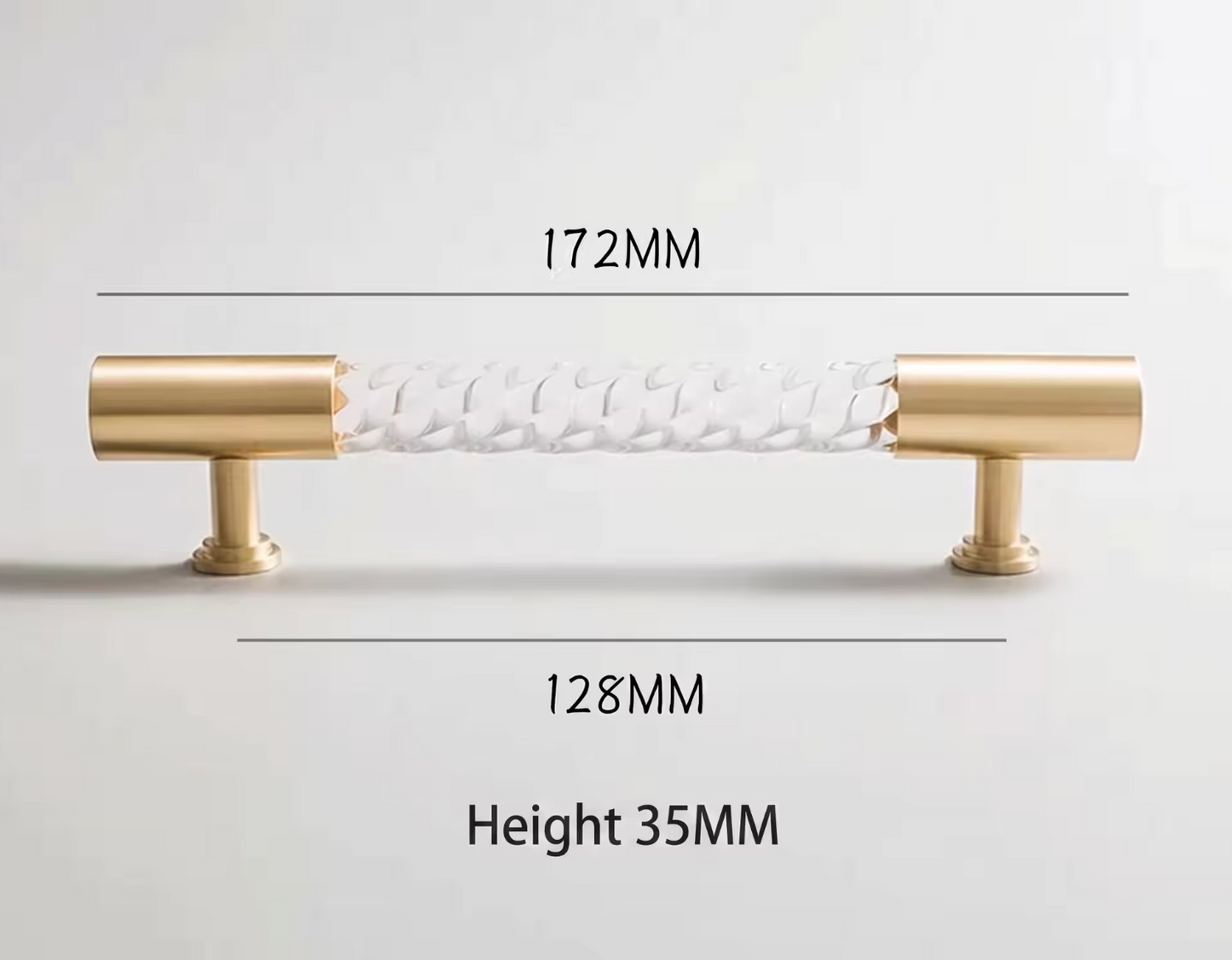 Cabinet Handle Lucent Twist Collection Acrylic Clear With Brass Support