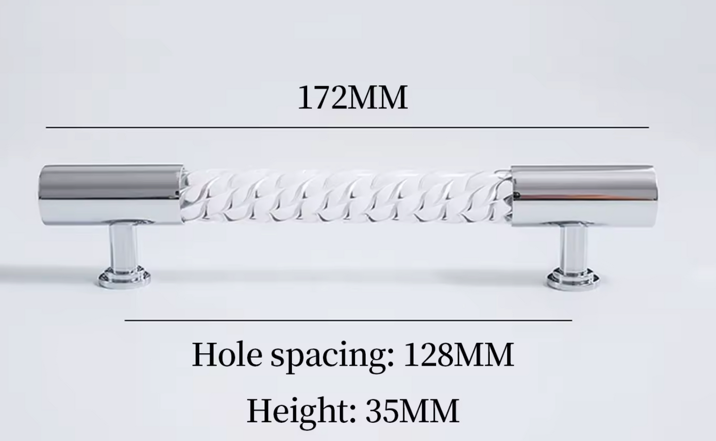Cabinet Handle Lucent Twist Collection Acrylic Clear With Chrome Support