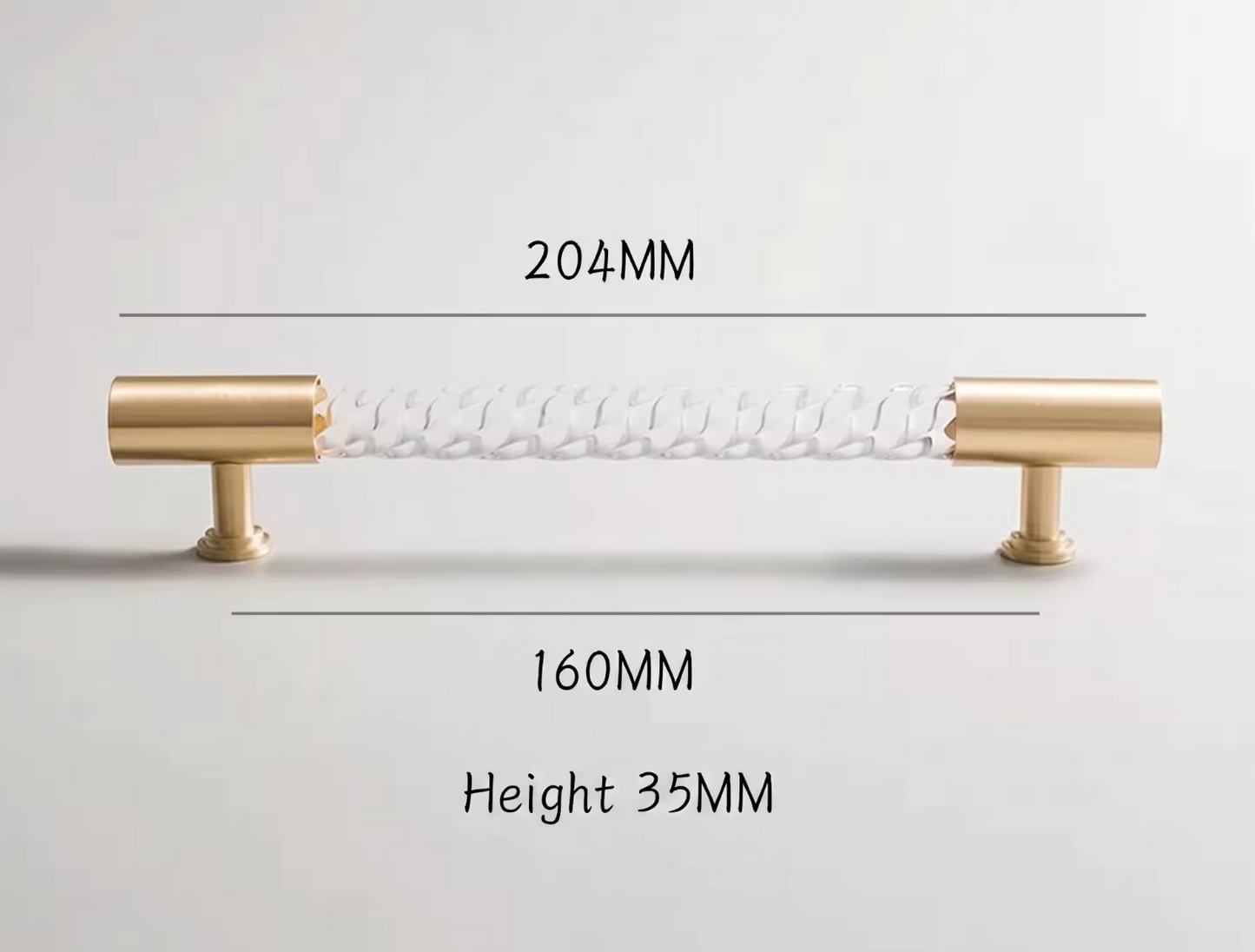 Cabinet Handle Lucent Twist Collection Acrylic Clear With Brass Support