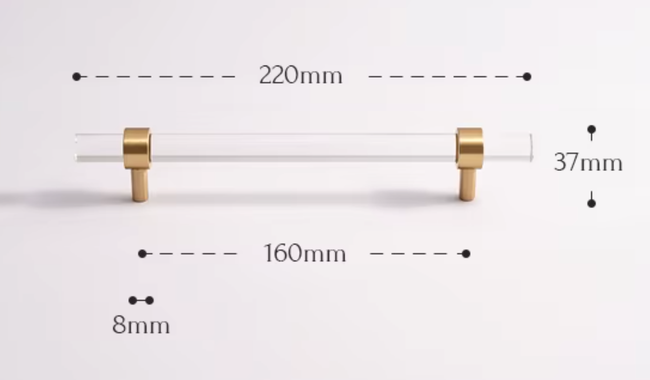 Cabinet Handle Lucent Collection Acrylic Clear With Brass Ring