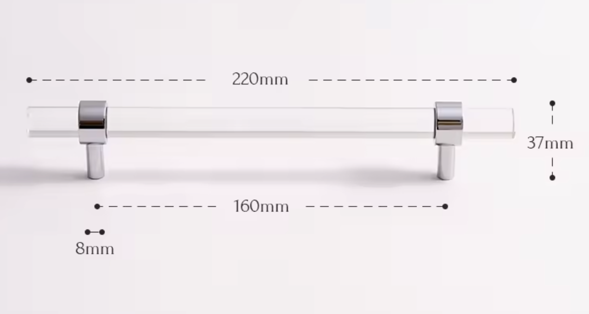 Cabinet Handle Lucent Collection Acrylic Clear With Chrome Ring
