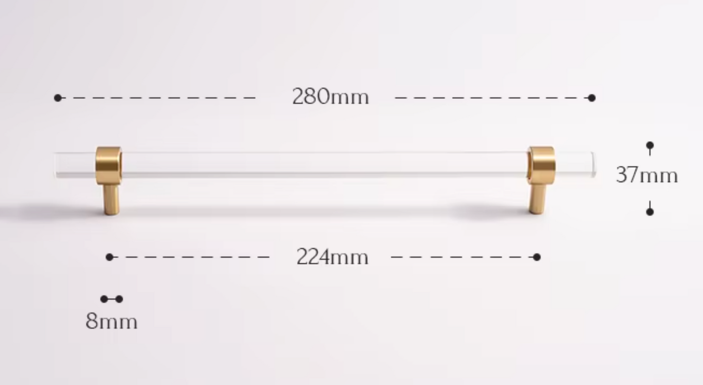 Cabinet Handle Lucent Collection Acrylic Clear With Brass Ring