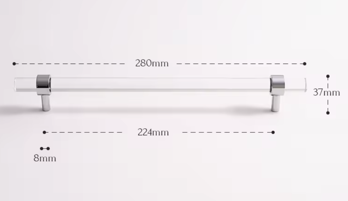 Cabinet Handle Lucent Collection Acrylic Clear With Chrome Ring