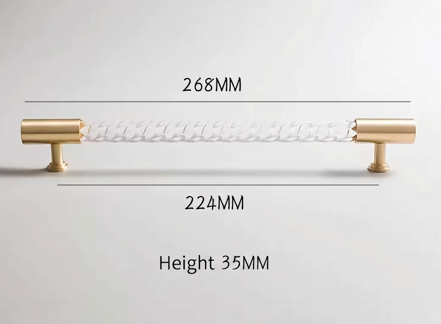 Cabinet Handle Lucent Twist Collection Acrylic Clear With Brass Support
