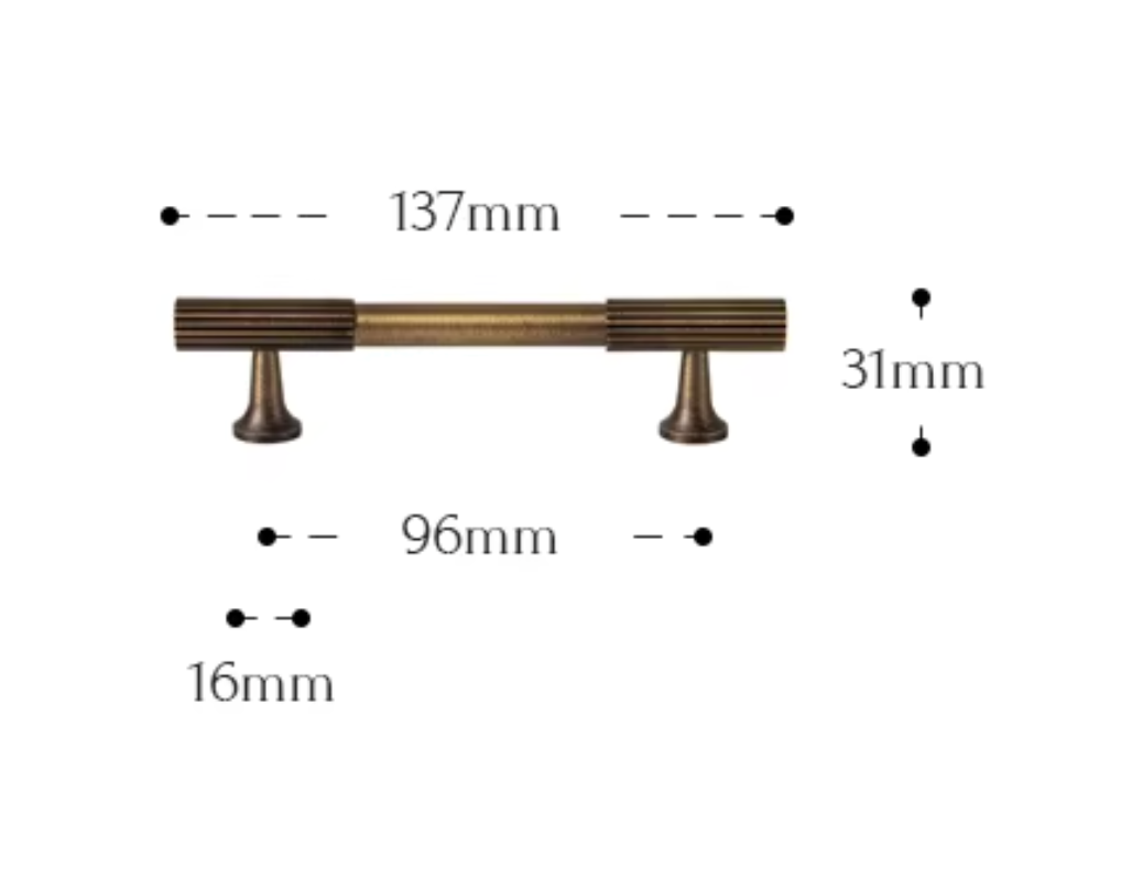 Cabinet Handle Knob Art-Deco Linear Collection Brushed Antique Brass