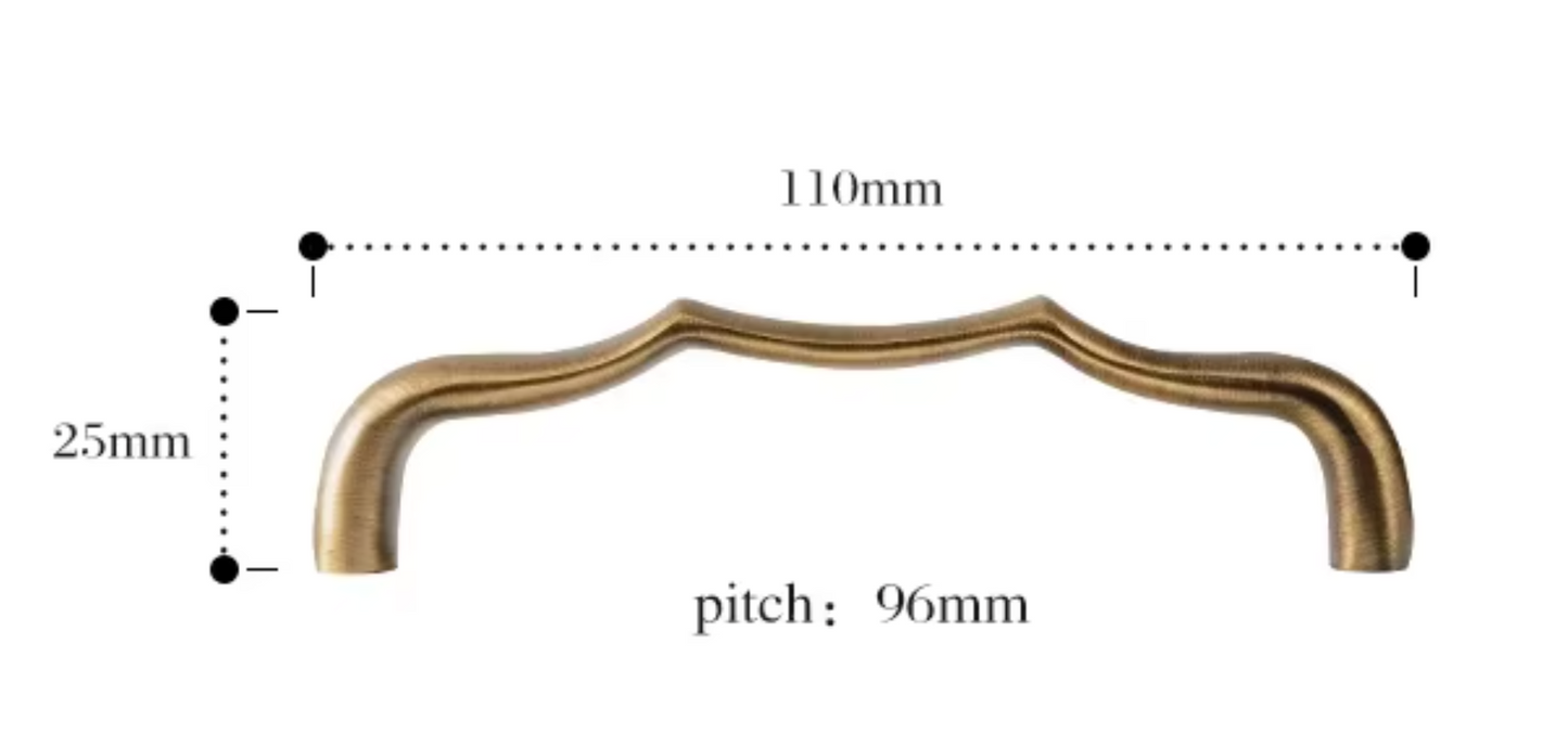 Cabinet Handle Double Wave Collection Brushed Antique Brass