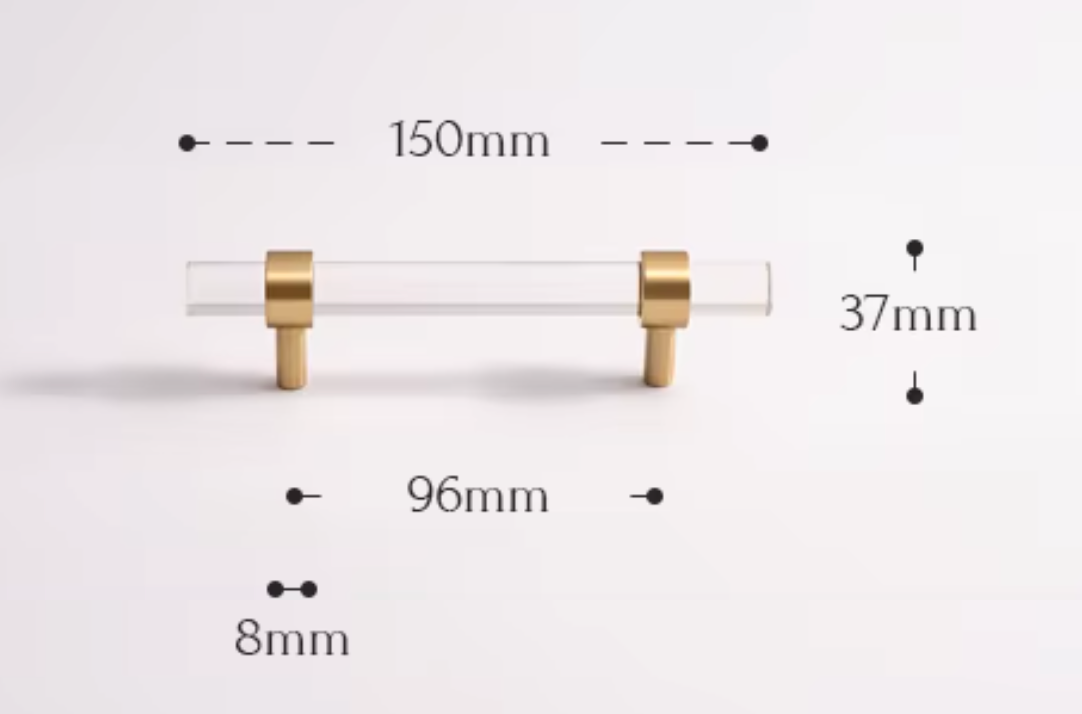 Cabinet Handle Lucent Collection Acrylic Clear With Brass Ring