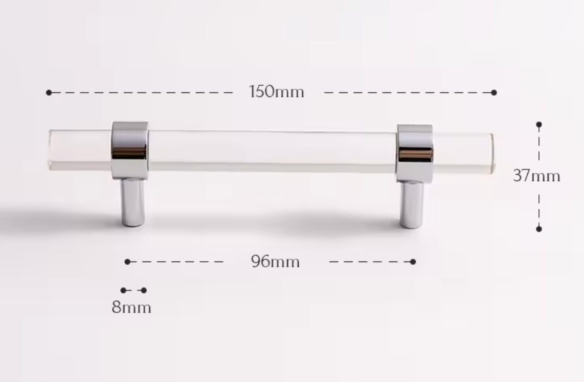 Cabinet Handle Lucent Collection Acrylic Clear With Chrome Ring