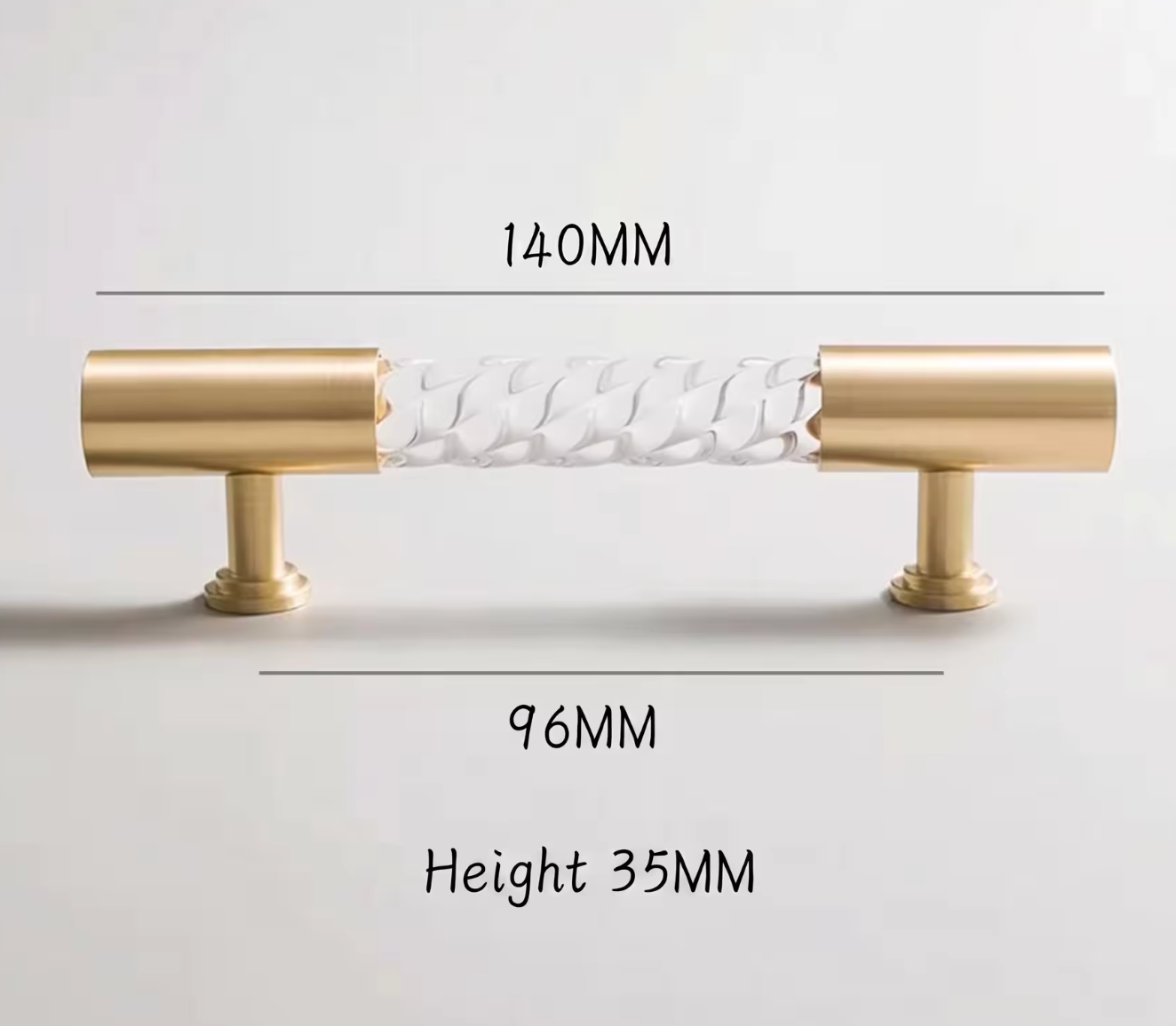 Cabinet Handle Lucent Twist Collection Acrylic Clear With Brass Support