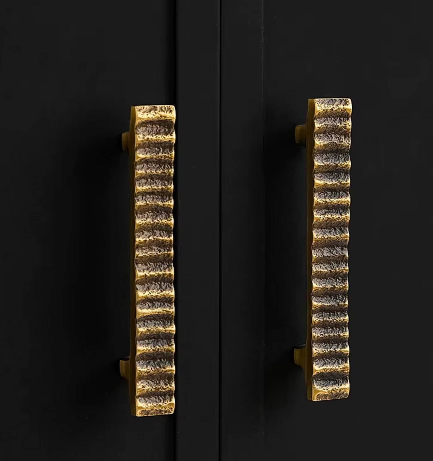 Cabinet Handles Forge Ribbed Collection Brushed Antique Brass