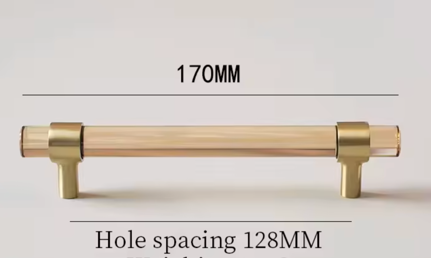 Cabinet Handle Lucent Collection Acrylic Champagne With Brass Ring