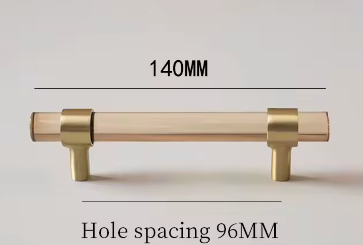 Cabinet Handle Lucent Collection Acrylic Champagne With Brass Ring