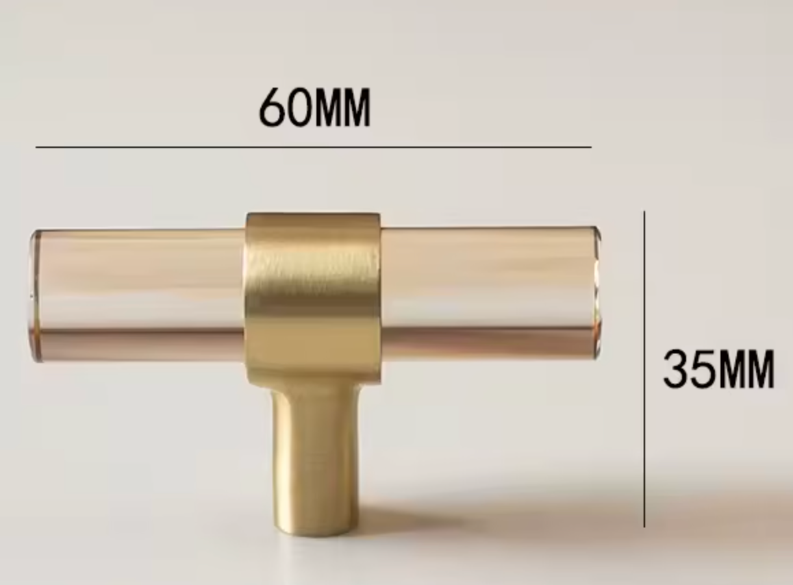 Cabinet Handle Lucent Collection Acrylic Champagne With Brass Ring