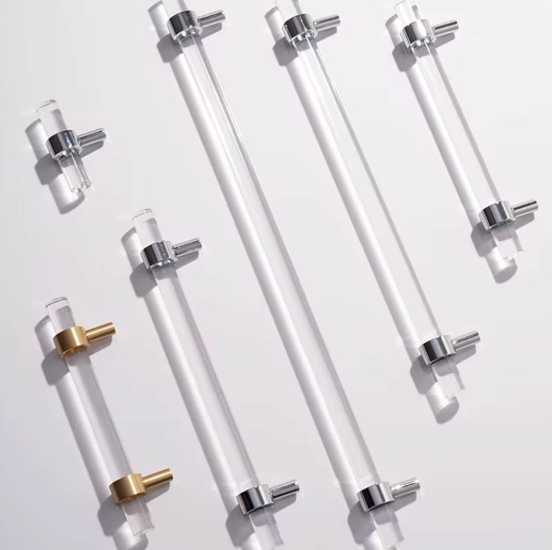 Cabinet Handle Lucent Collection Acrylic Clear With Chrome Ring