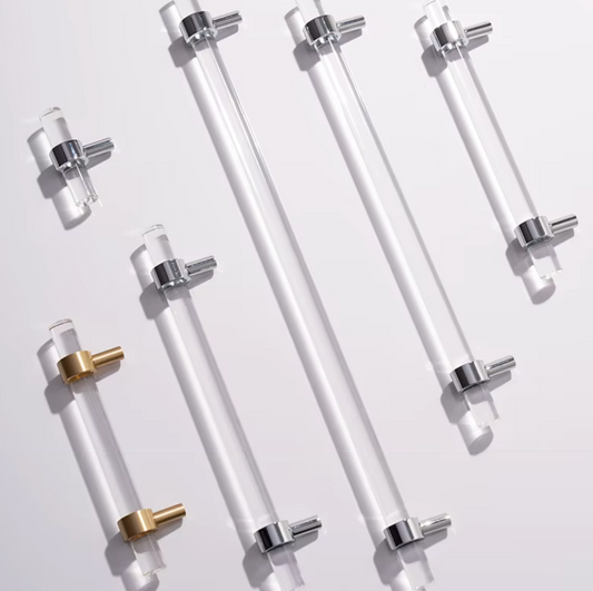 Cabinet Handle Lucent Collection Acrylic Clear With Chrome Ring
