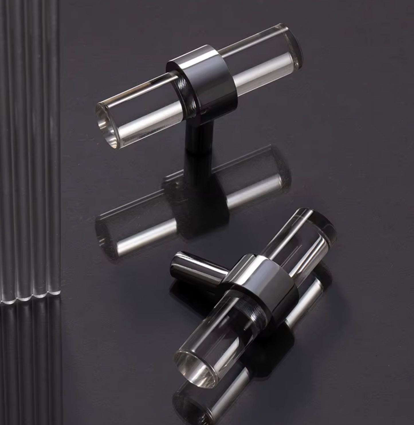 Cabinet Handle Lucent Collection Acrylic Clear With Chrome Ring