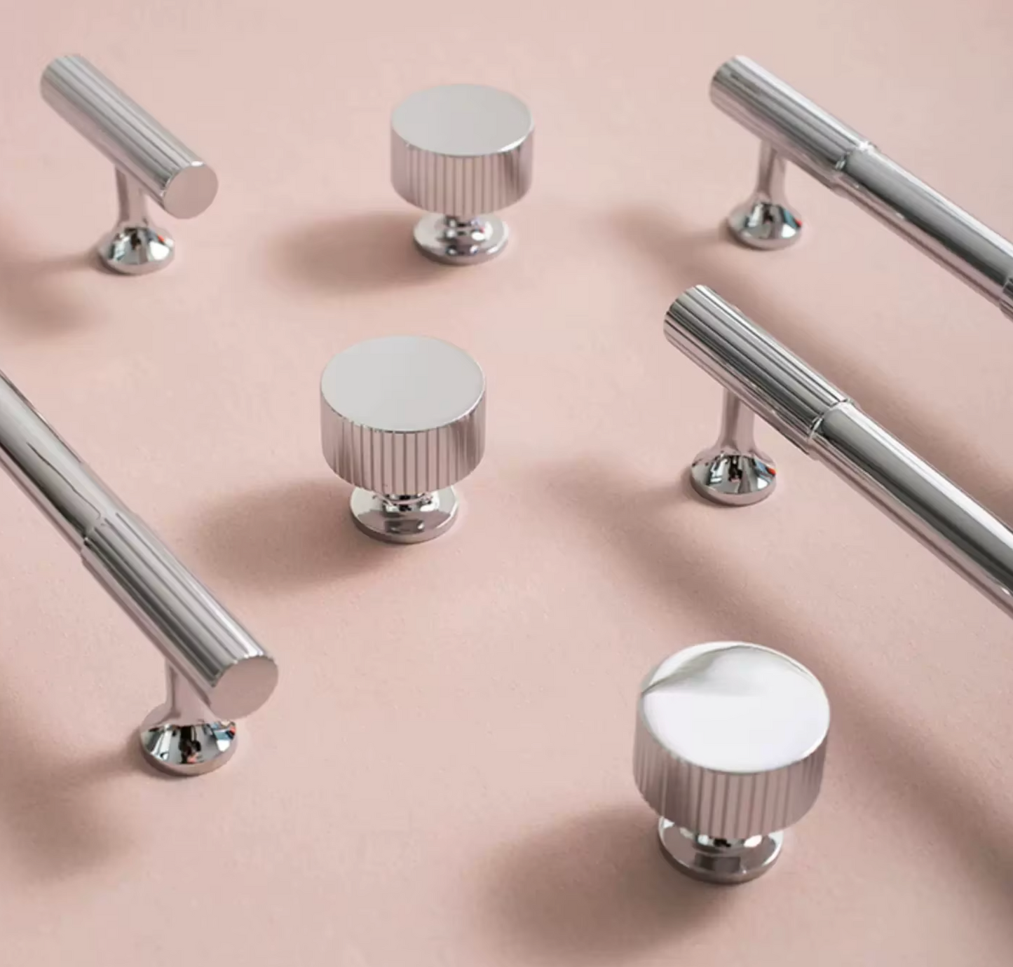 Cabinet Handle Knob Art-Deco Linear Collection Polished Chrome