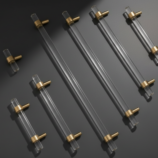 Cabinet Handle Lucent Collection Acrylic Clear With Brass Ring