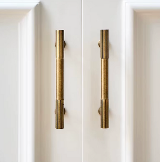 Cabinet Handle Knob Art-Deco Linear Collection Brushed Antique Brass