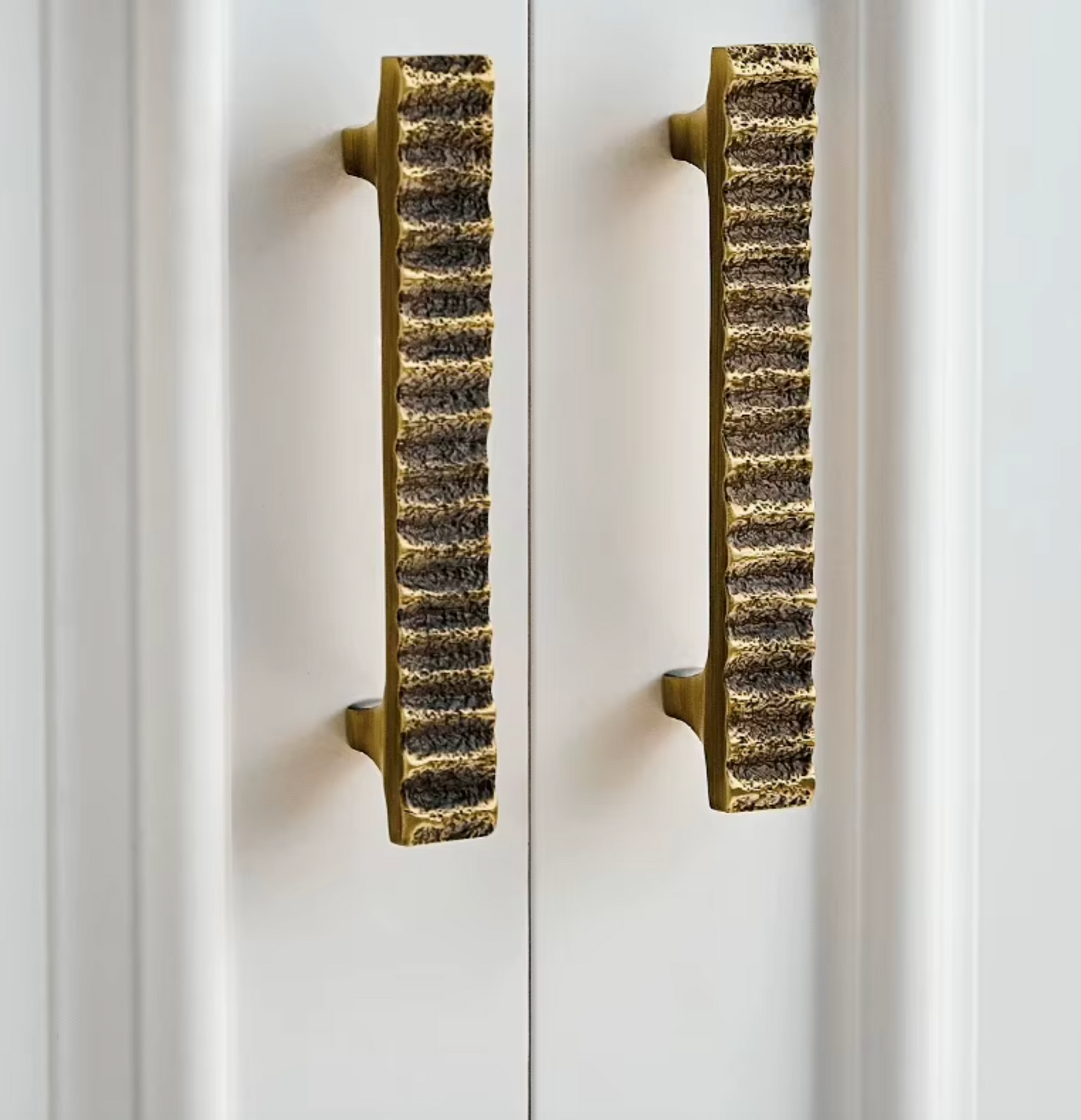 Cabinet Handles Forge Ribbed Collection Brushed Antique Brass