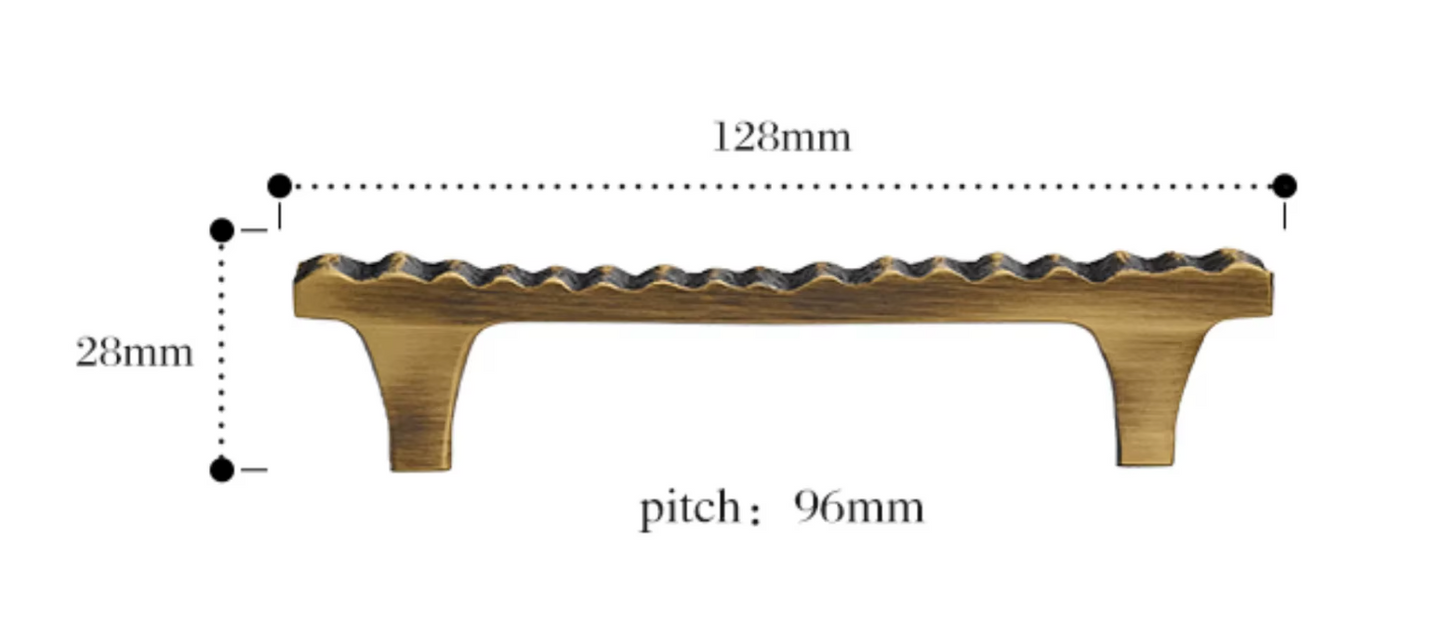 Cabinet Handles Forge Ribbed Collection Brushed Antique Brass
