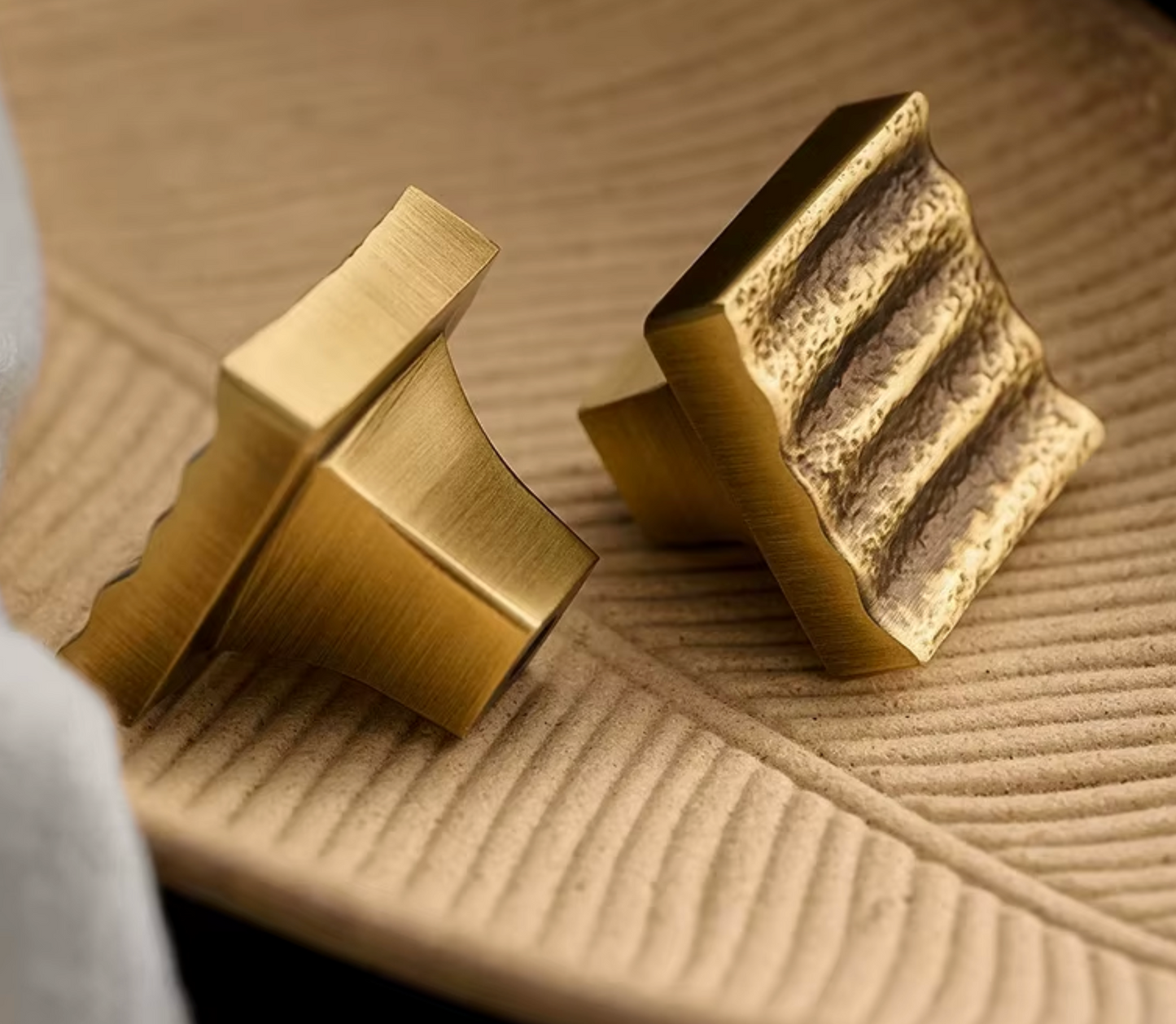 Cabinet Handles Forge Ribbed Collection Brushed Antique Brass