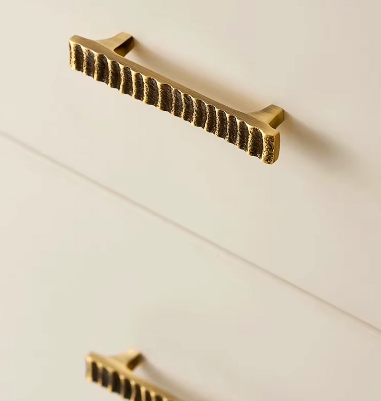 Cabinet Handles Forge Ribbed Collection Brushed Antique Brass