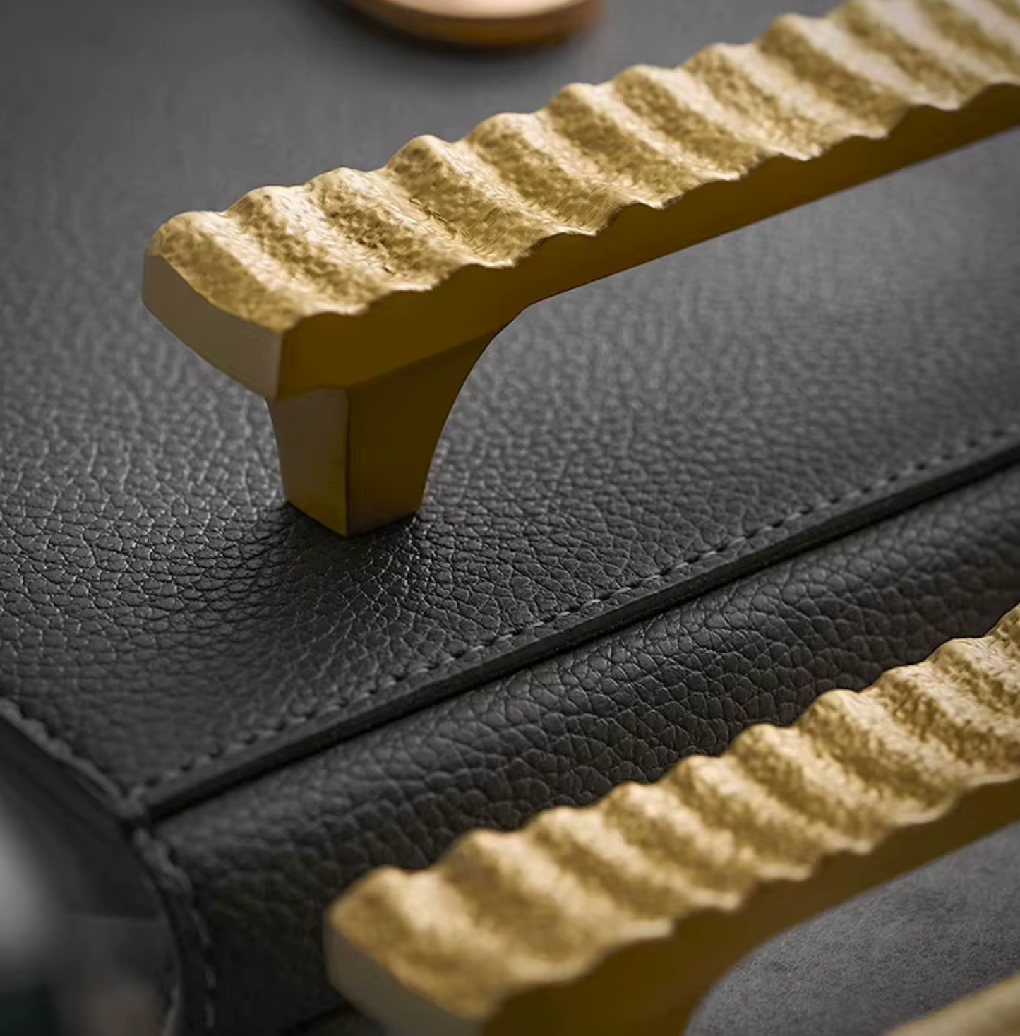Cabinet Handles Forge Ribbed Collection Brushed Brass