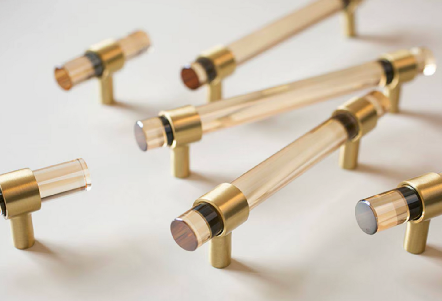 Cabinet Handle Lucent Collection Acrylic Champagne With Brass Ring