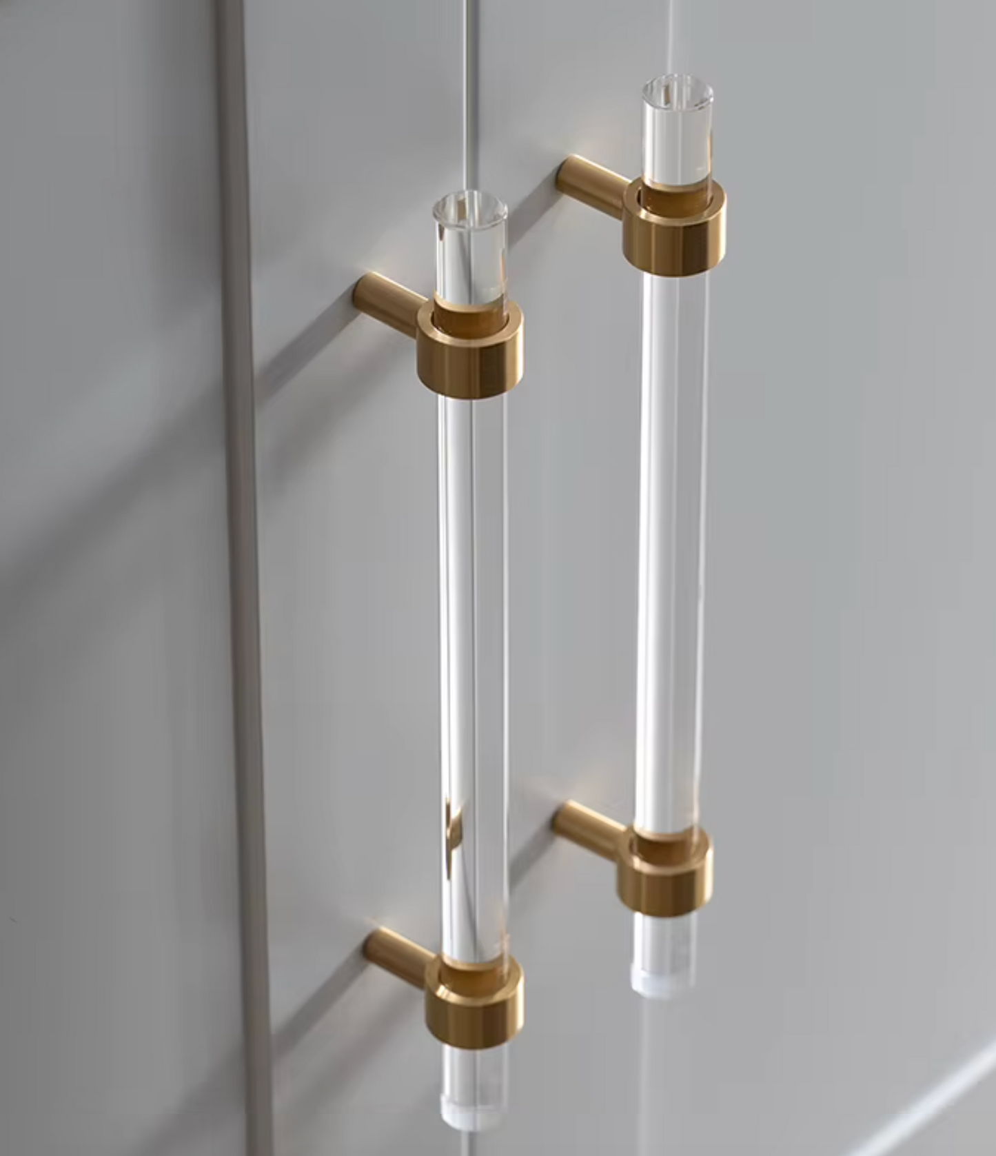 Cabinet Handle Lucent Collection Acrylic Clear With Brass Ring
