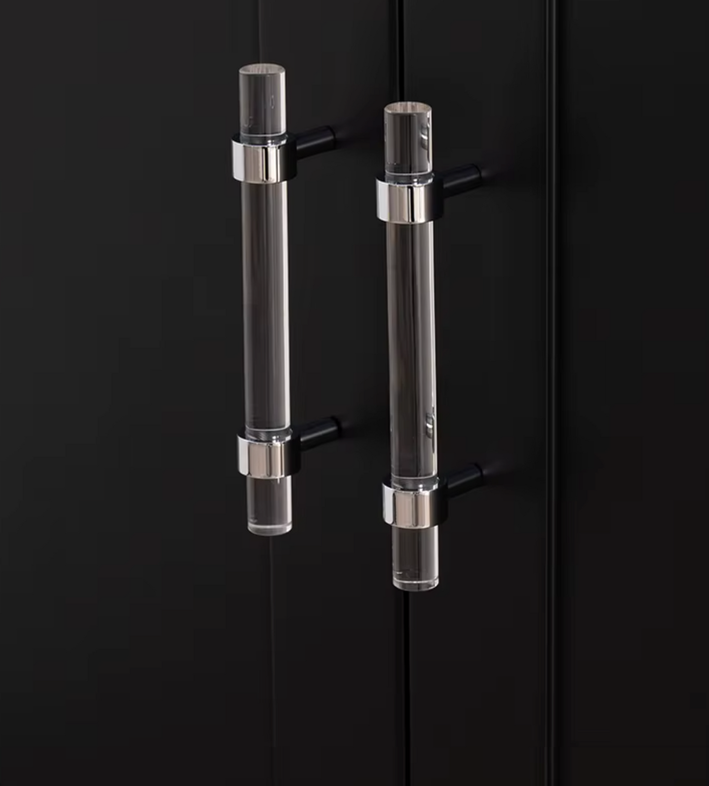 Cabinet Handle Lucent Collection Acrylic Clear With Chrome Ring