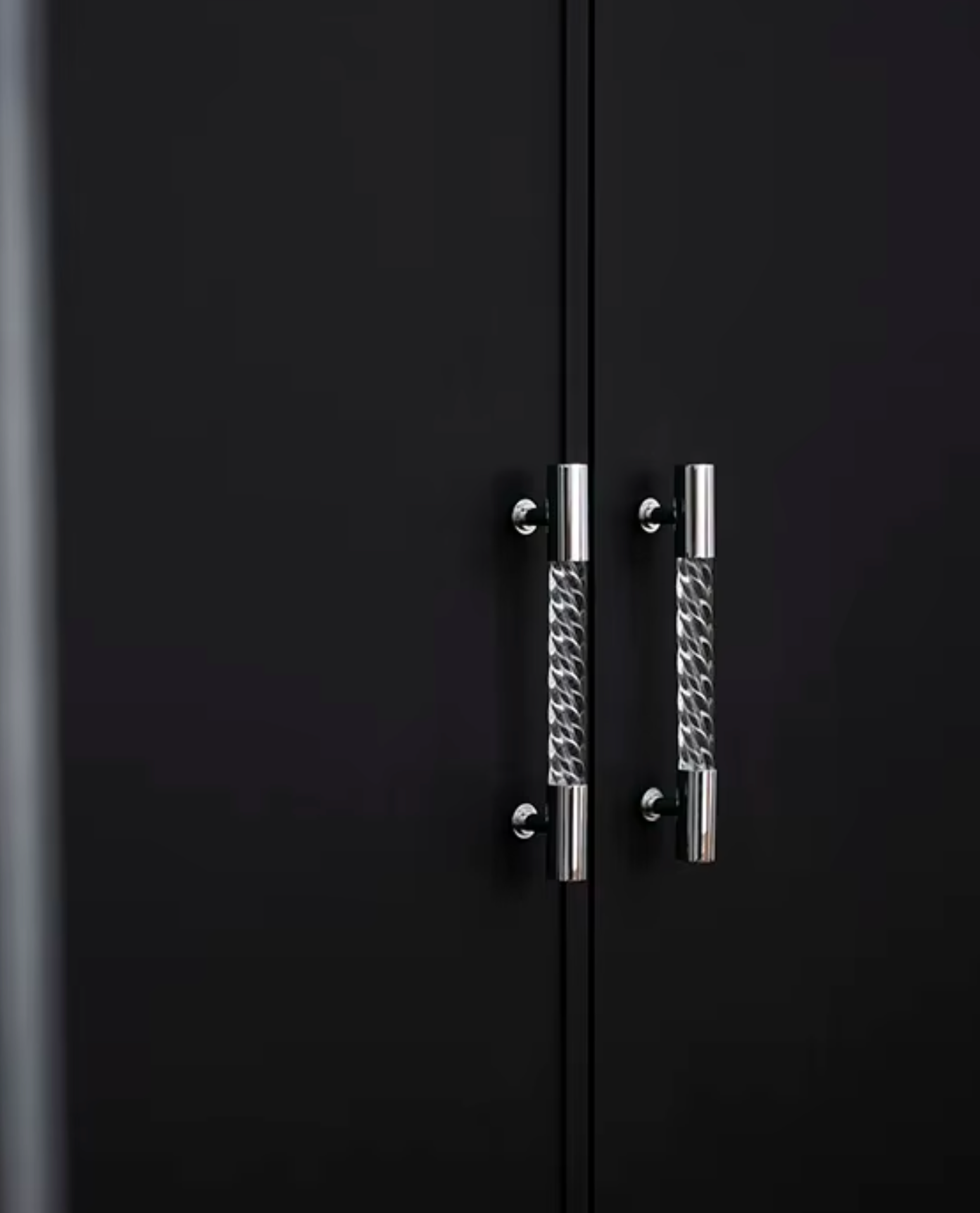 Cabinet Handle Lucent Twist Collection Acrylic Clear With Chrome Support