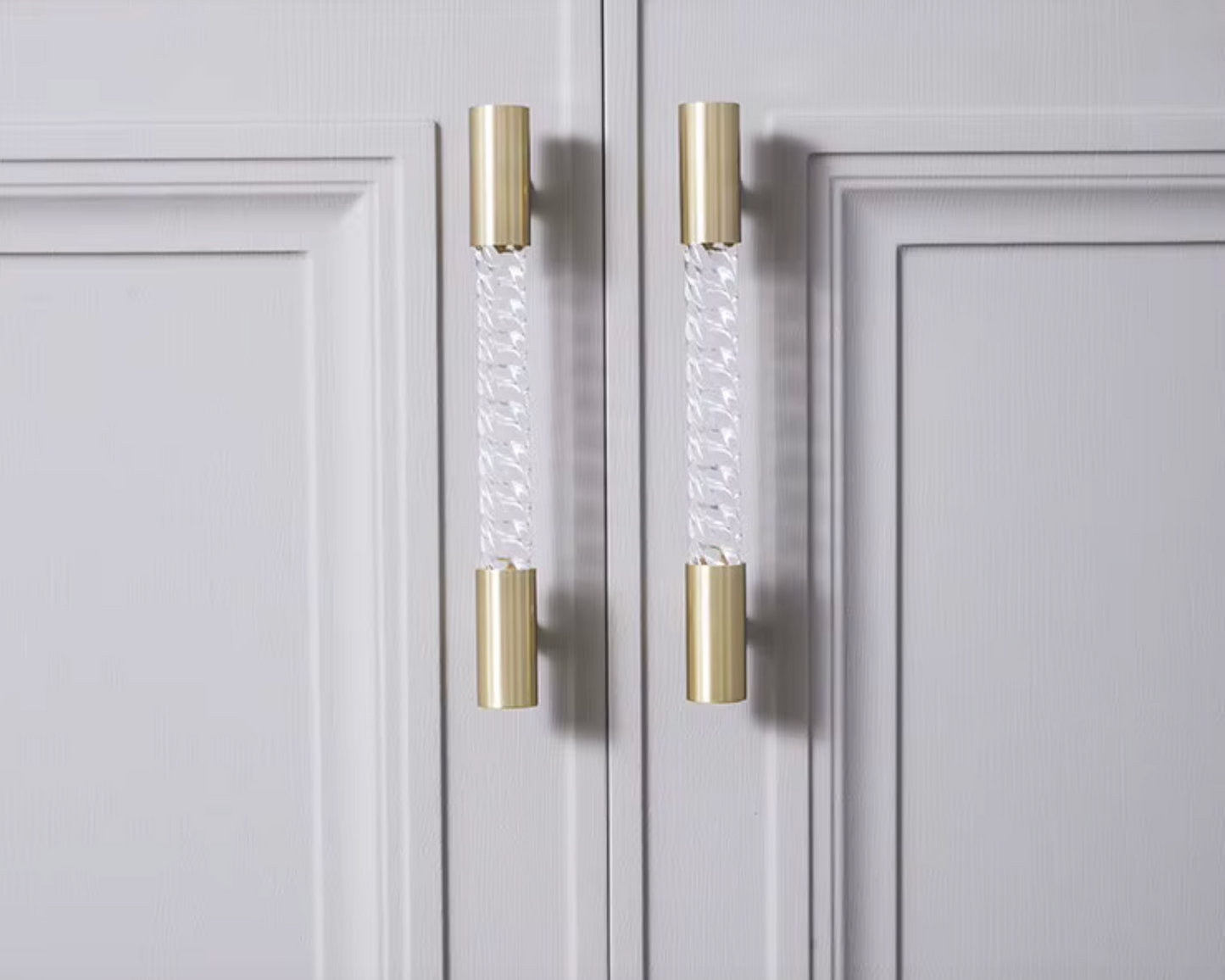 Cabinet Handle Lucent Twist Collection Acrylic Clear With Brass Support