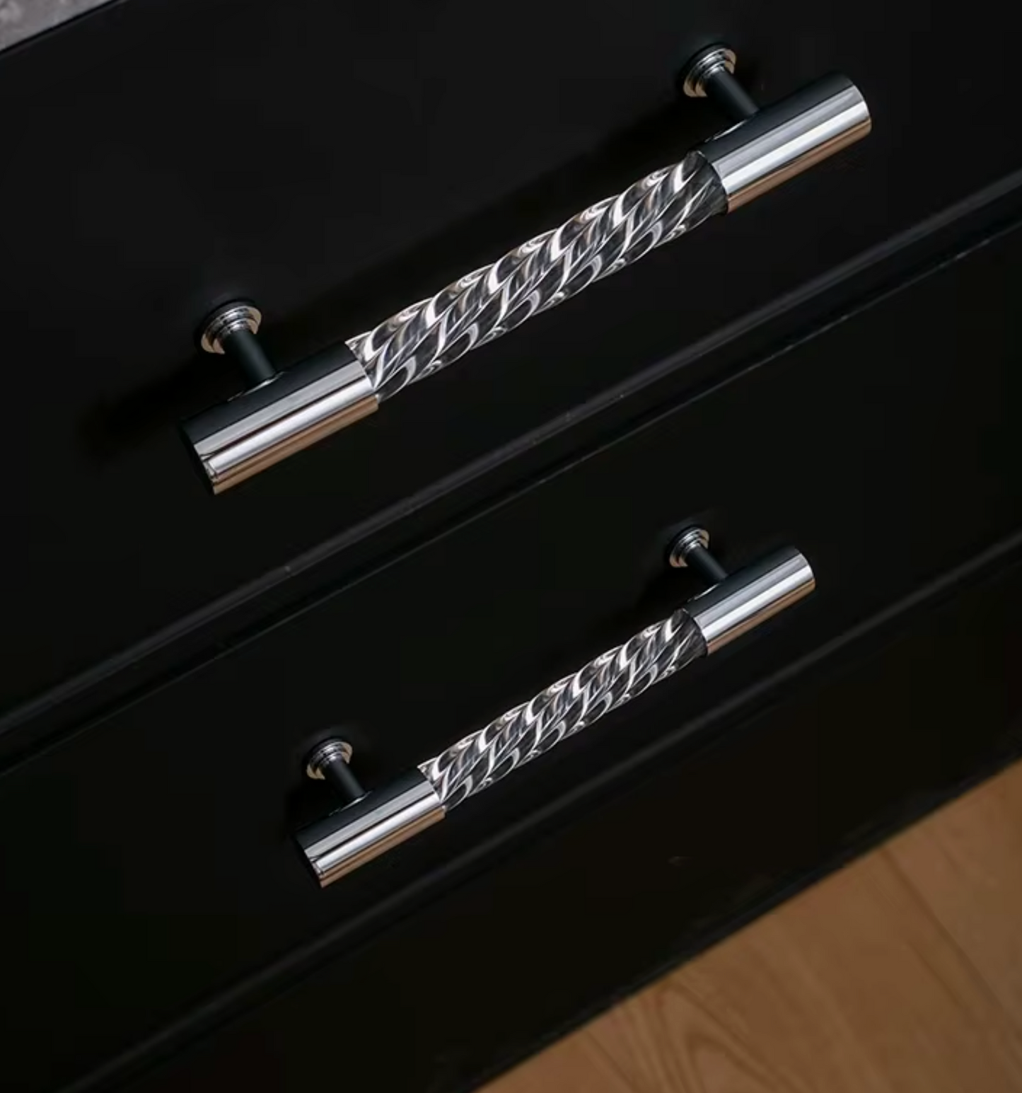 Cabinet Handle Lucent Twist Collection Acrylic Clear With Chrome Support