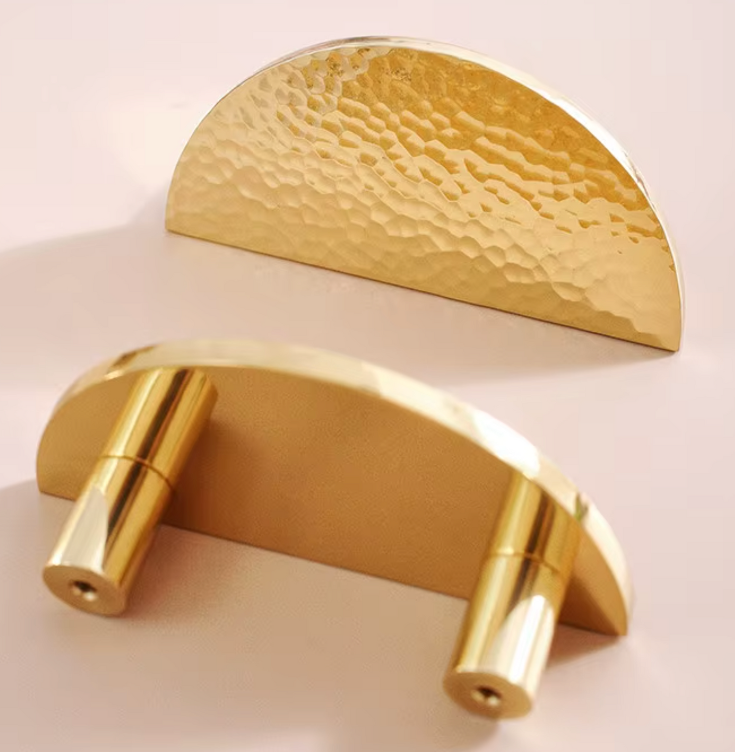 Cabinet Knobs Artisan Half-Moon Hand Hammered Polished Brass