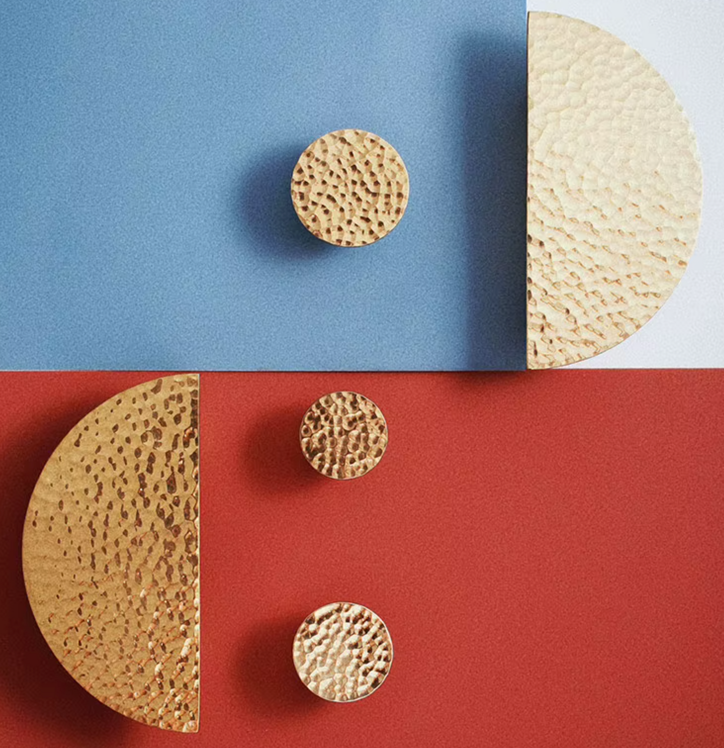 Cabinet Knobs Artisan Half-Moon Hand Hammered Polished Brass