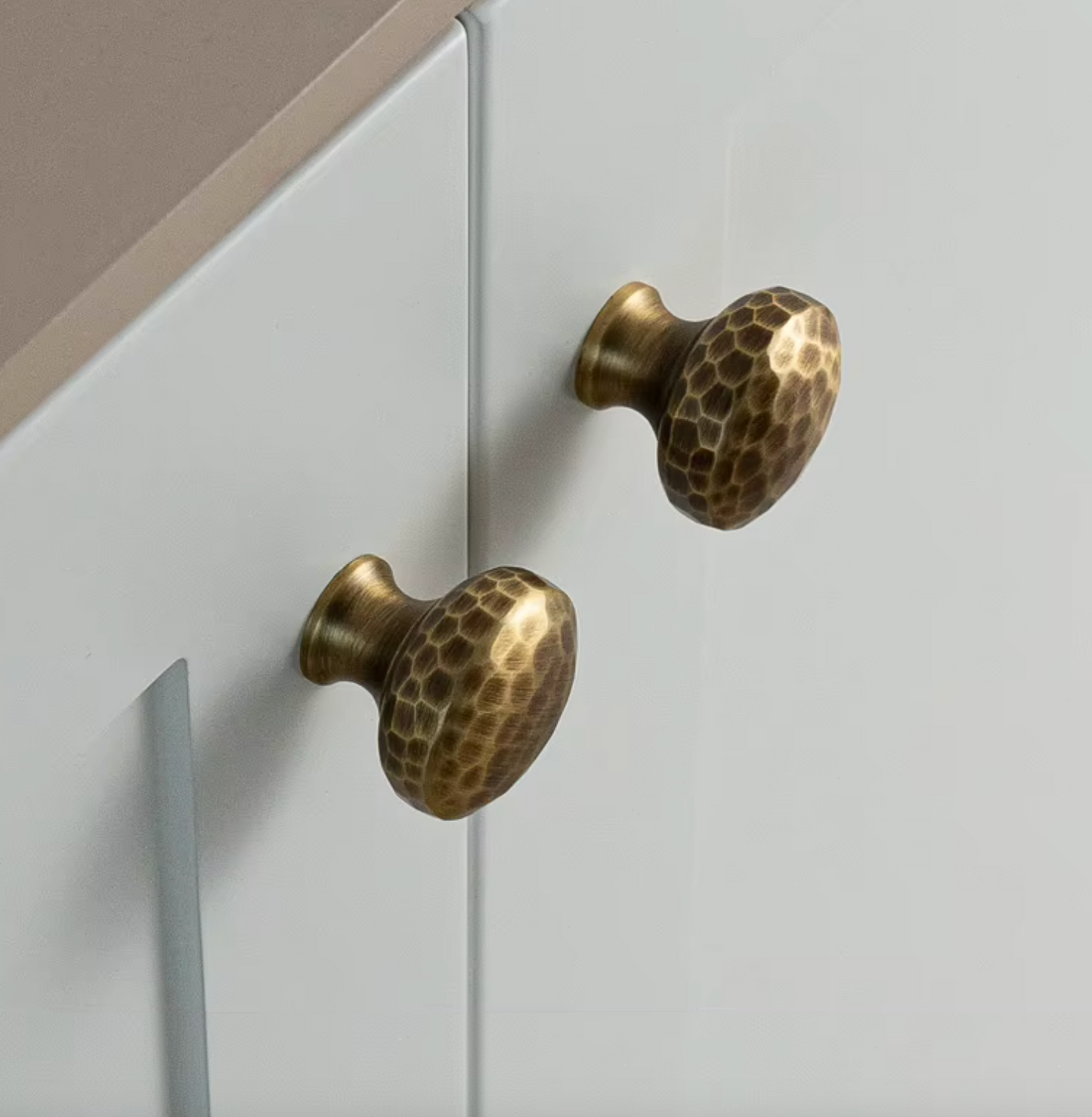 Cabinet Knobs Artisan Hand Hammered Collection Brushed Antique Brass