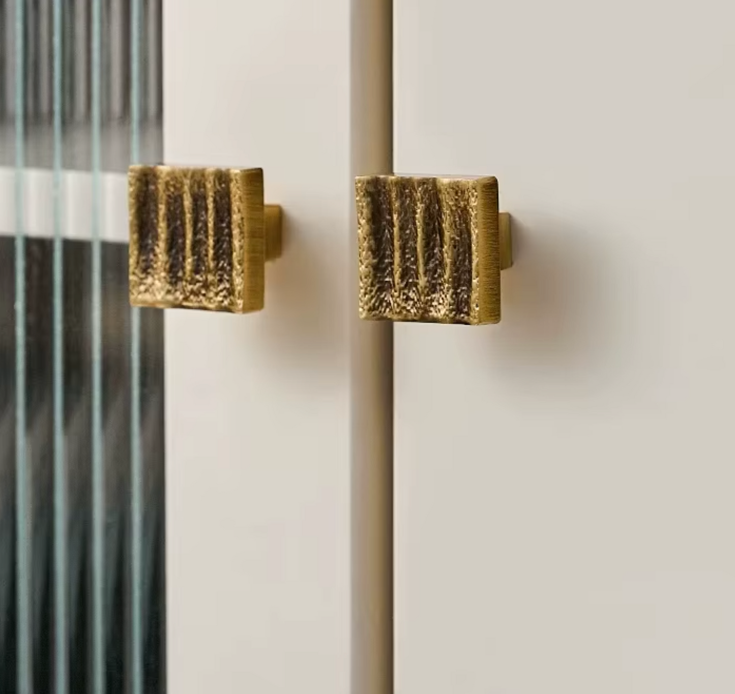 Cabinet Handles Forge Ribbed Collection Brushed Antique Brass